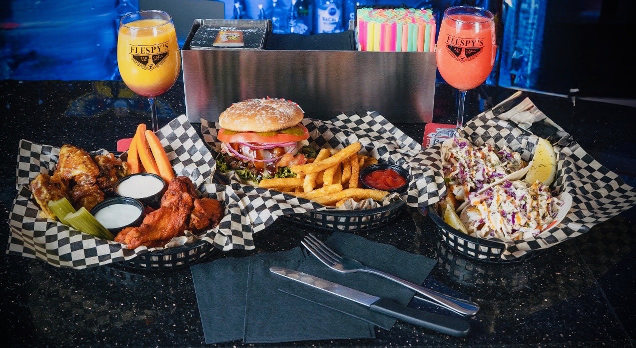 Burger, wings, fries and fish tacos at Flespy’s Bar and Grill