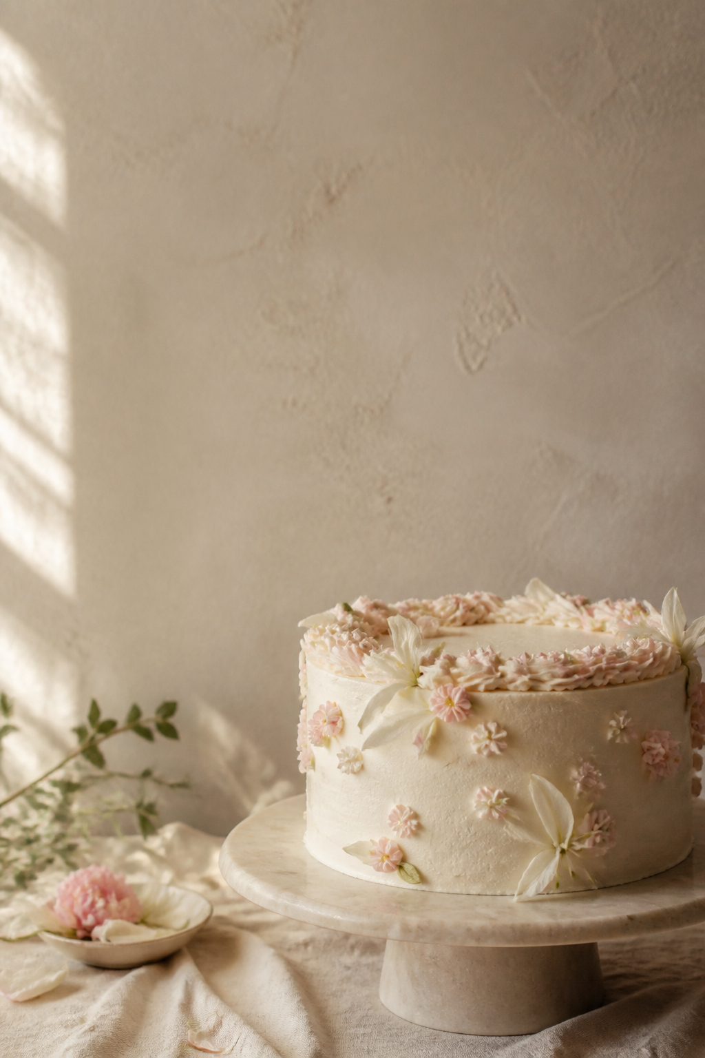 A delicate handmade celebration cake