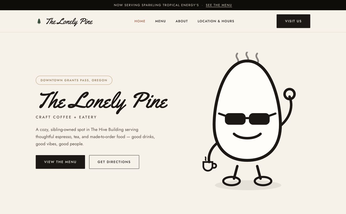 The Lonely Pine website design